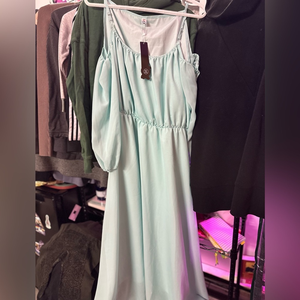 Cold Shoulder Maxi Dress In Aqua - Runs Small